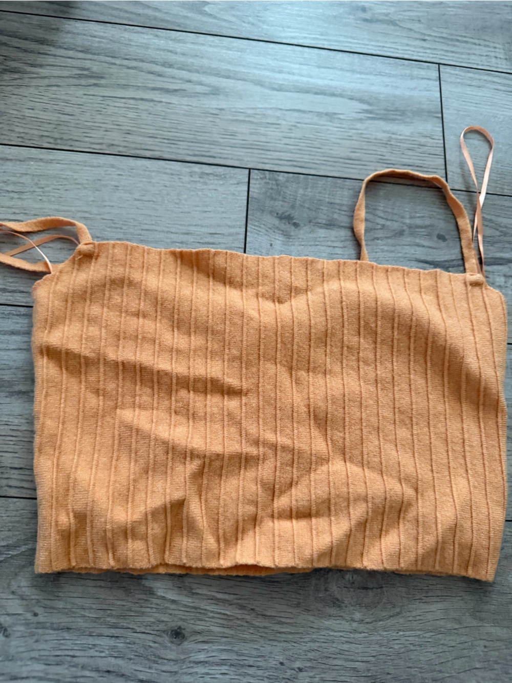 Women's Ribbed Knit crop top - Peach Orange